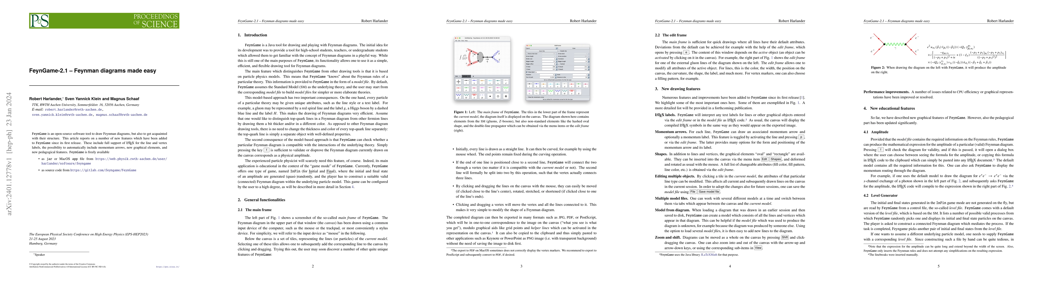 Thumbnail for FeynGame-2.1 -- Feynman diagrams made easy