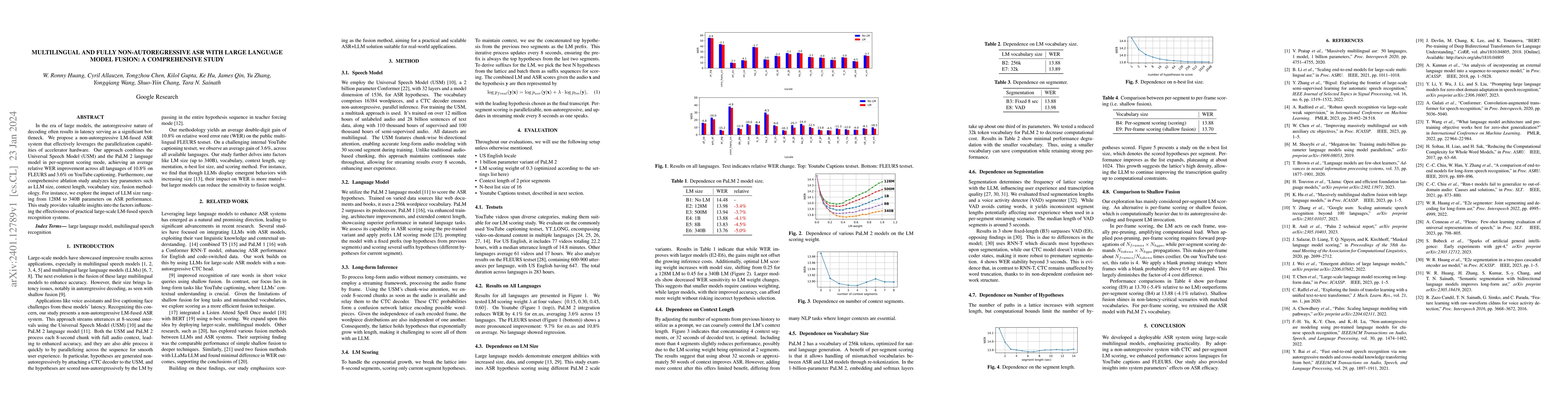 Thumbnail for Multilingual and Fully Non-Autoregressive ASR with Large Language Model
  Fusion: A Comprehensive Study