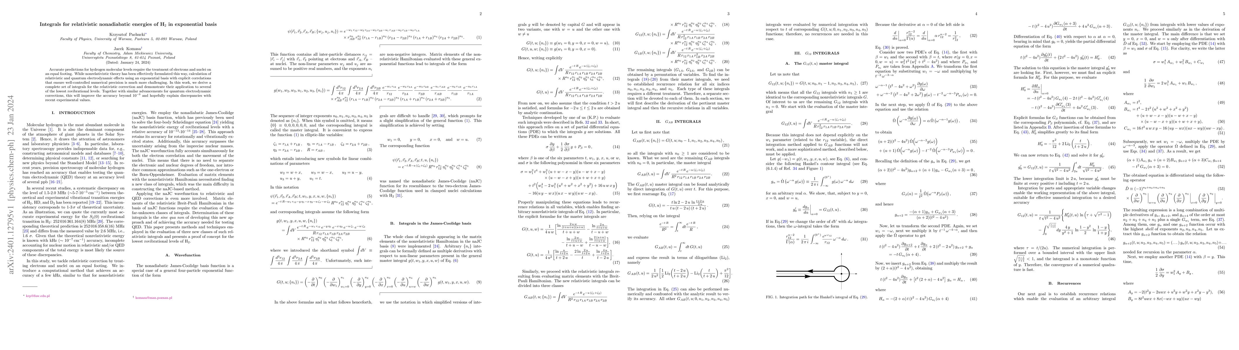 Thumbnail for Integrals for relativistic nonadiabatic energies of H$_2$ in exponential
  basis