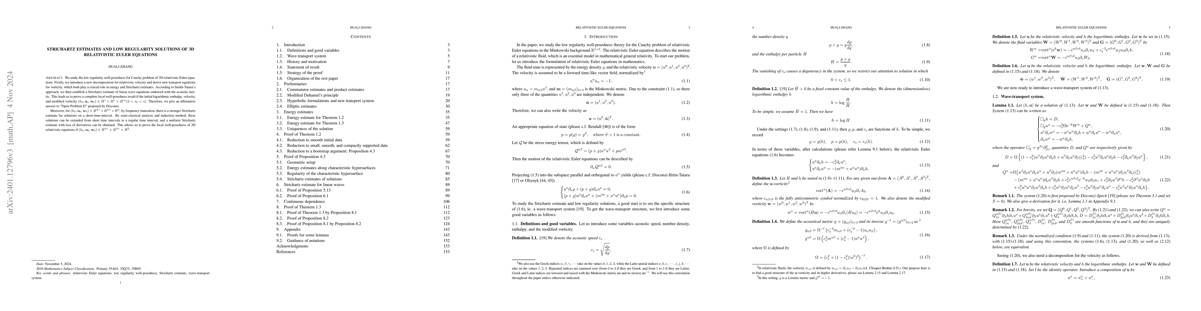 Thumbnail for Well-posedness of low regularity solutions for 3D relativistic Euler
  equations
