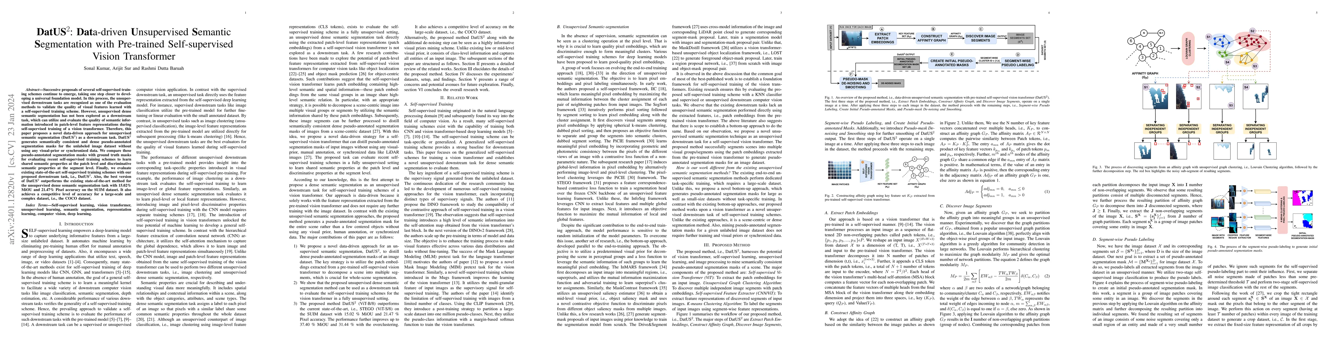 Thumbnail for DatUS^2: Data-driven Unsupervised Semantic Segmentation with Pre-trained
  Self-supervised Vision Transformer