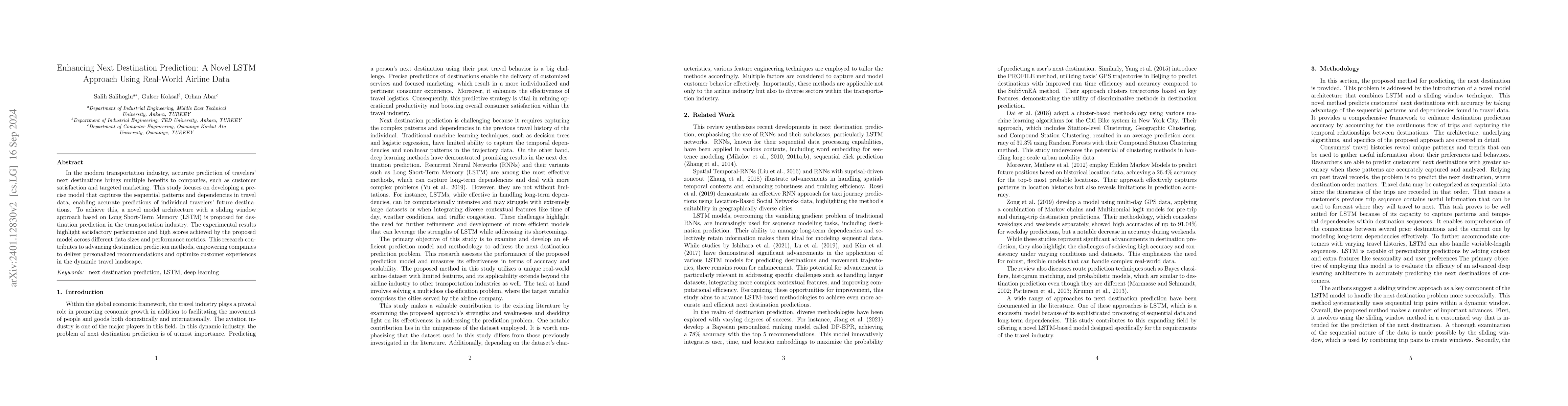 Thumbnail for Enhancing Next Destination Prediction: A Novel LSTM Approach Using
  Real-World Airline Data