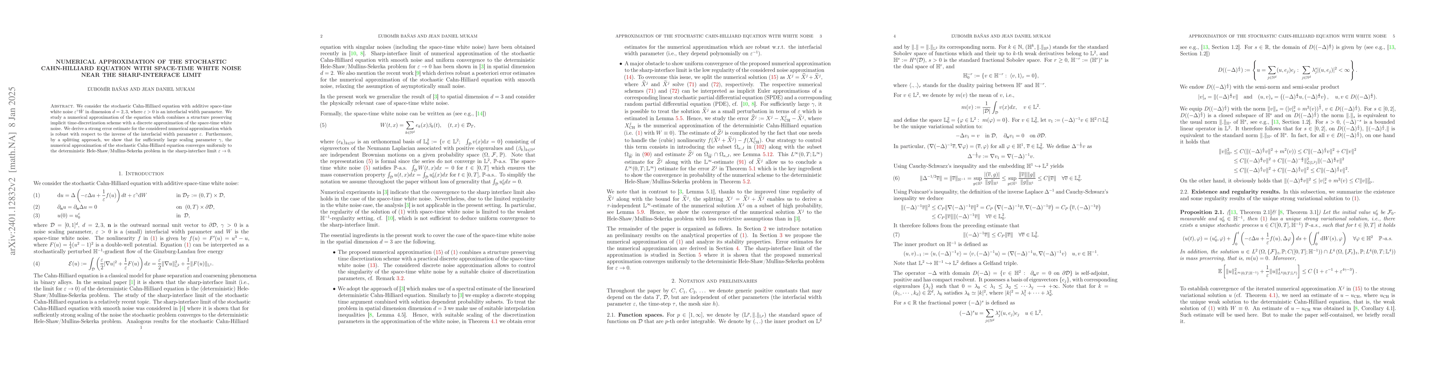 Thumbnail for Numerical approximation of the stochastic Cahn-Hilliard equation with
  space-time white noise near the sharp interface limit