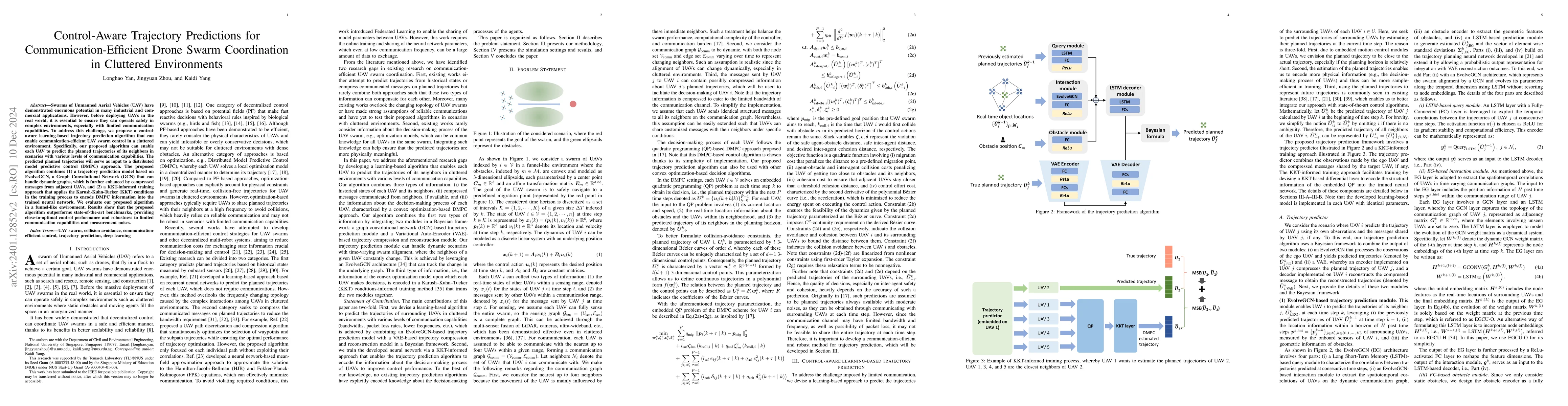 Thumbnail for Control-Aware Trajectory Predictions for Communication-Efficient Drone
  Swarm Coordination in Cluttered Environments