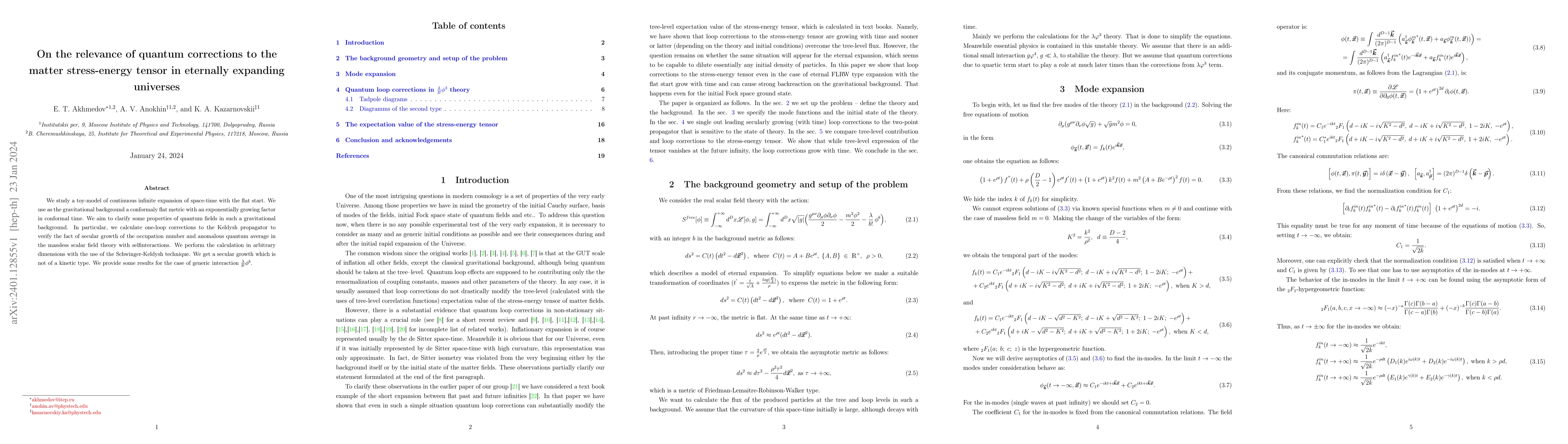 Thumbnail for On the relevance of quantum corrections to the matter stress-energy
  tensor in eternally expanding universes