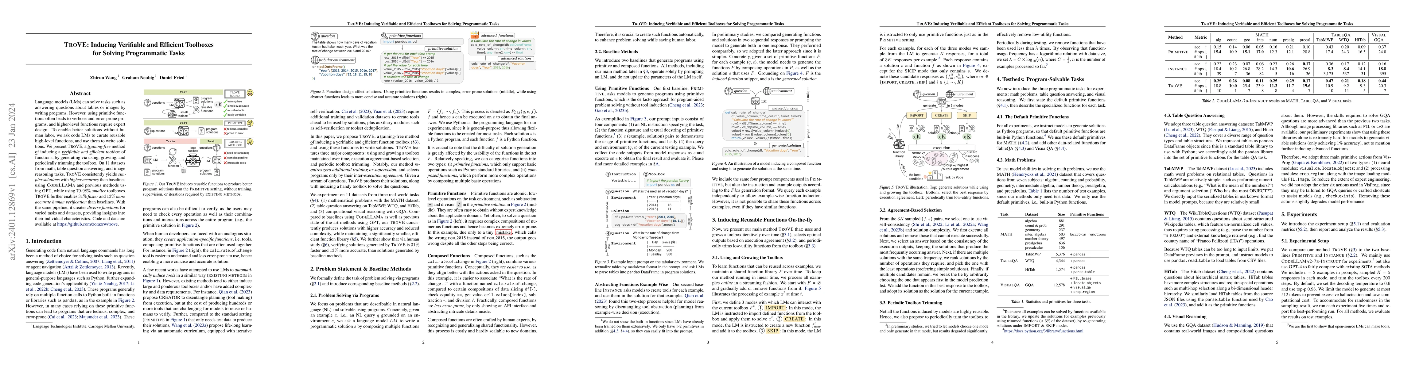 Thumbnail for TroVE: Inducing Verifiable and Efficient Toolboxes for Solving
  Programmatic Tasks