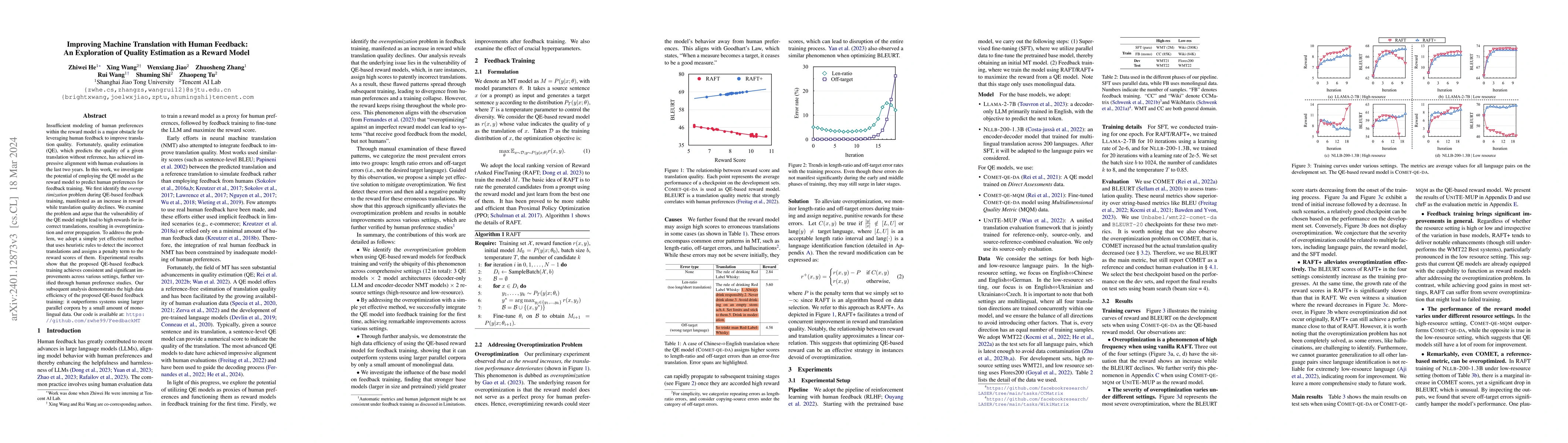 Thumbnail for Improving Machine Translation with Human Feedback: An Exploration of
  Quality Estimation as a Reward Model