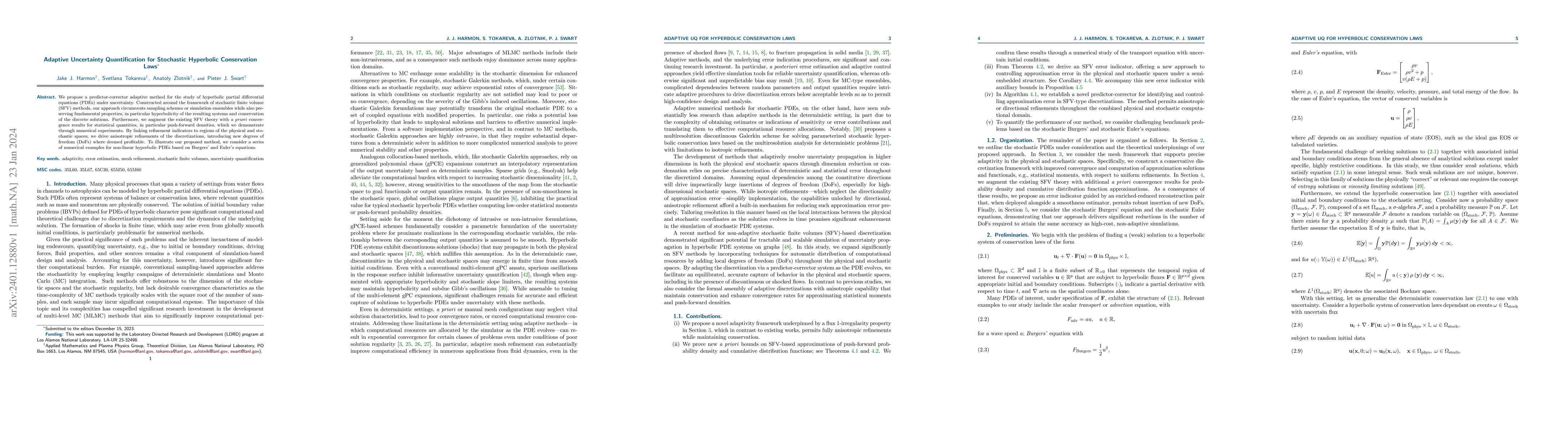 Thumbnail for Adaptive Uncertainty Quantification for Stochastic Hyperbolic
  Conservation Laws