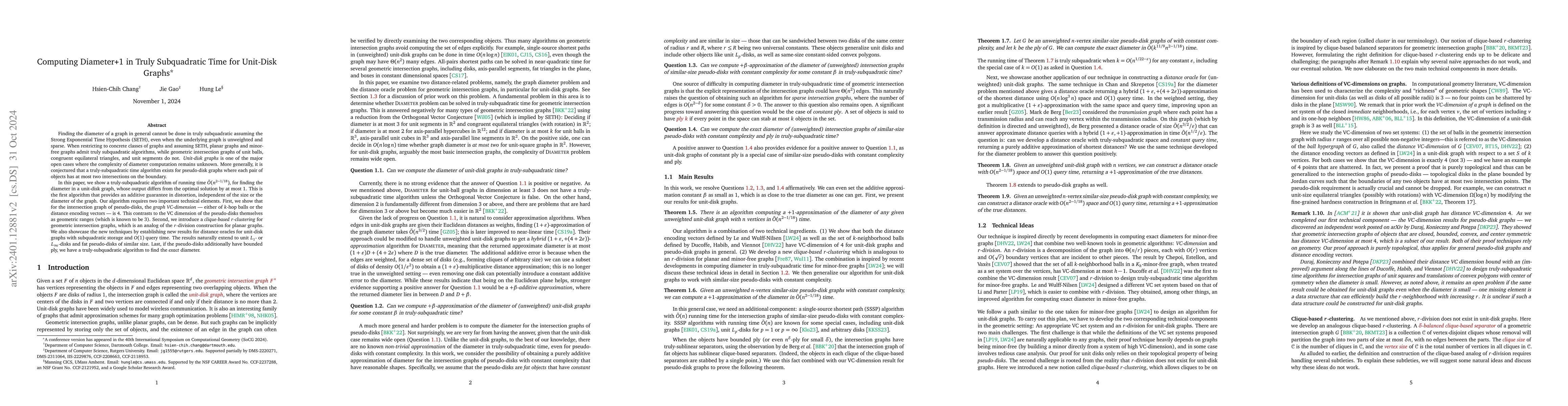 Thumbnail for Computing Diameter+2 in Truly Subquadratic Time for Unit-Disk Graphs