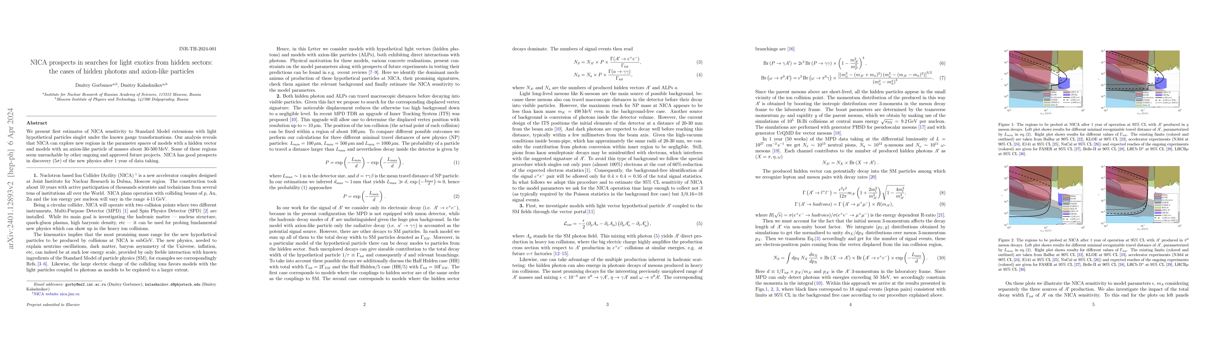 Thumbnail for NICA prospects in searches for light exotics from hidden sectors: the
  cases of hidden photons and axion-like particles