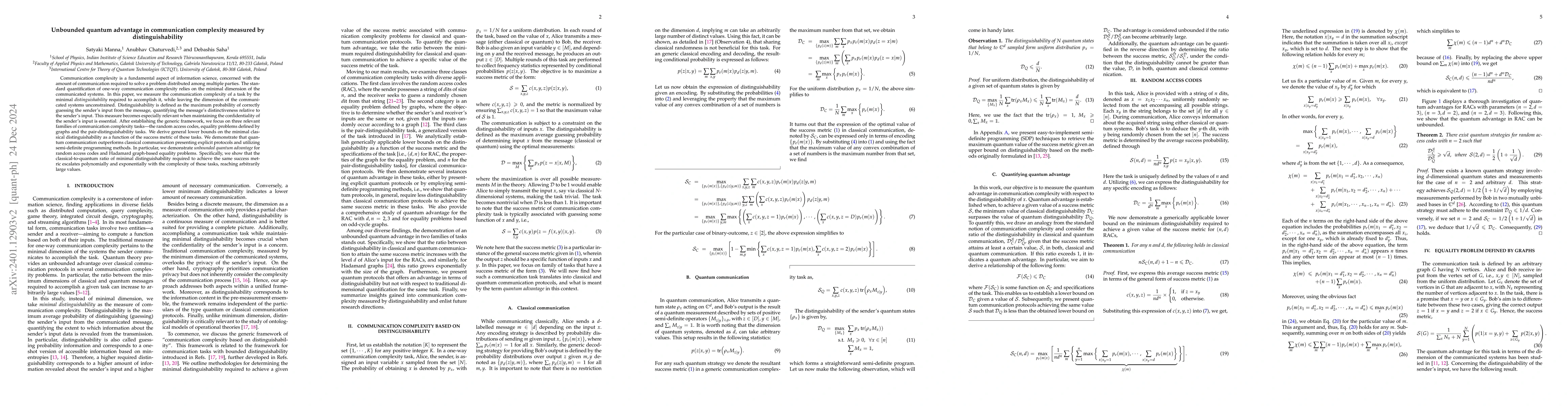 Thumbnail for Unbounded quantum advantage in communication complexity measured by
  distinguishability