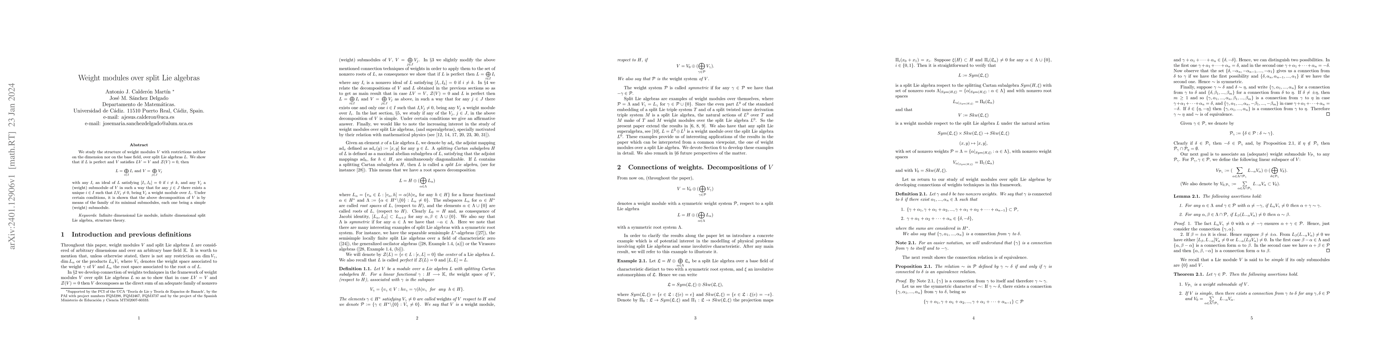 Thumbnail for Weight modules over split Lie algebras