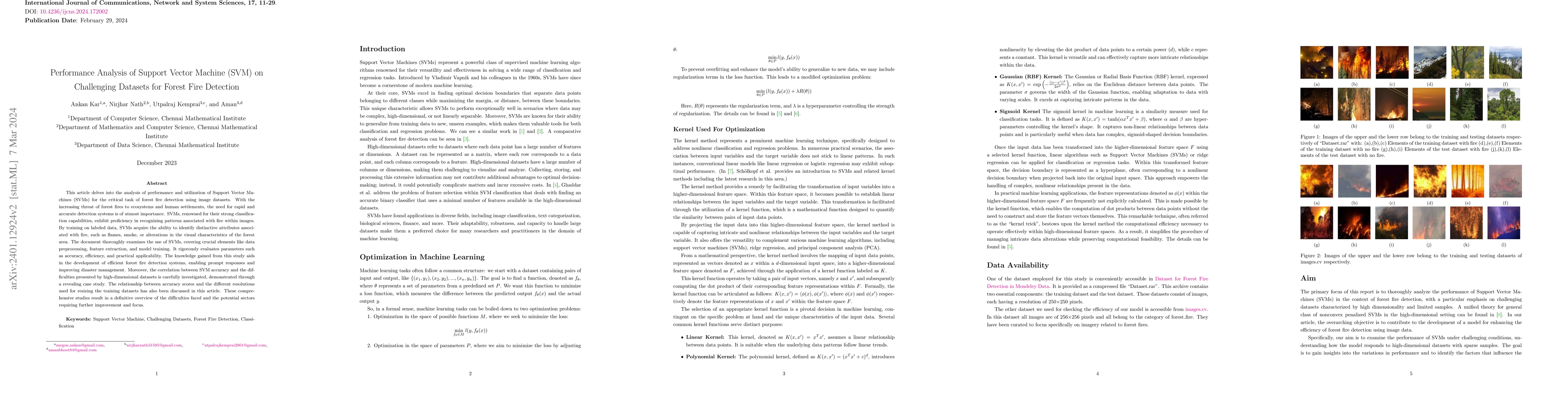 Thumbnail for Performance Analysis of Support Vector Machine (SVM) on Challenging
  Datasets for Forest Fire Detection
