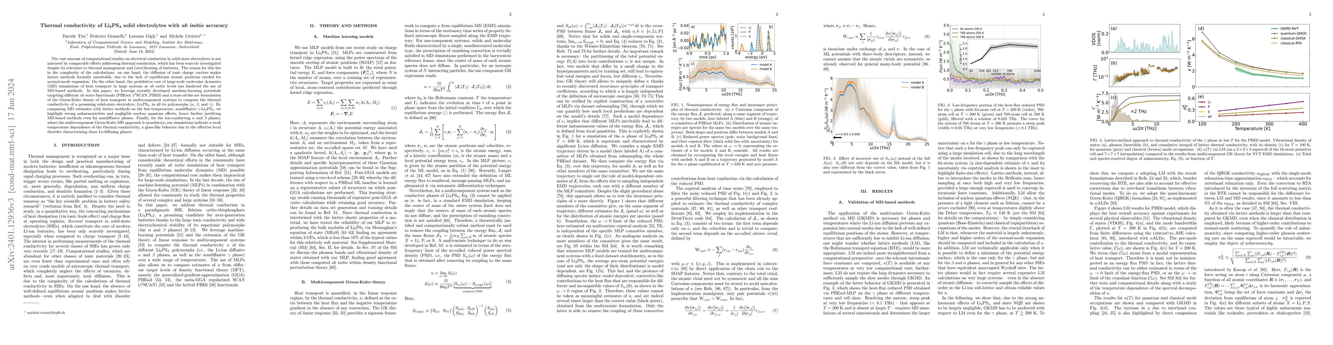 Thumbnail for Thermal conductivity of Li$_3$PS$_4$ solid electrolytes with ab initio
  accuracy