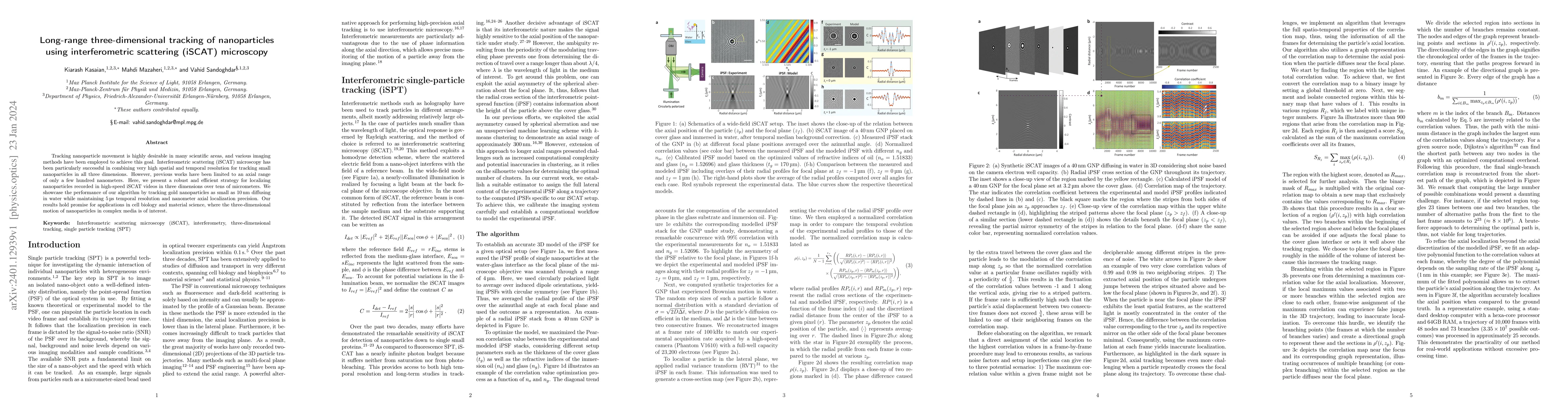 Thumbnail for Long-range three-dimensional tracking of nanoparticles using
  interferometric scattering (iSCAT) microscopy