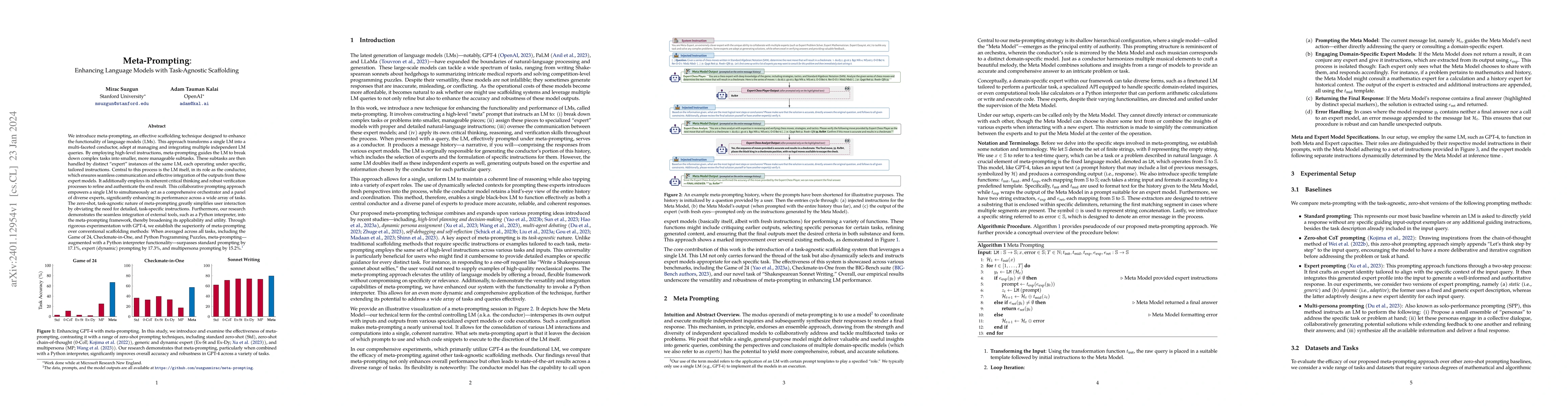 Thumbnail for Meta-Prompting: Enhancing Language Models with Task-Agnostic Scaffolding