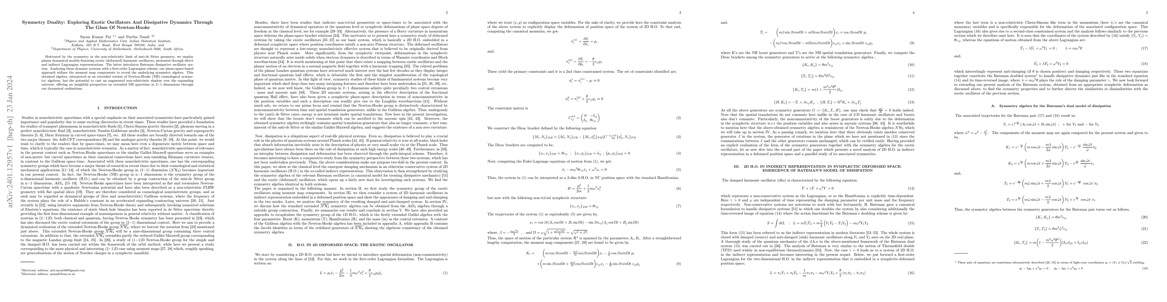 Thumbnail for Symmetry Duality: Exploring Exotic Oscillators And Dissipative Dynamics
  Through The Glass Of Newton-Hooke