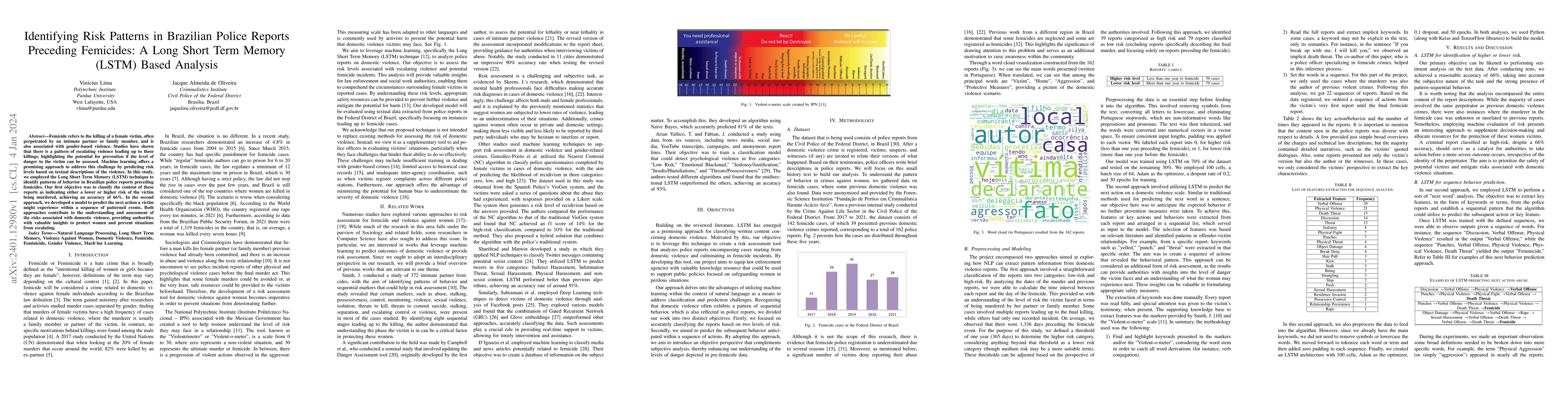 Thumbnail for Identifying Risk Patterns in Brazilian Police Reports Preceding
  Femicides: A Long Short Term Memory (LSTM) Based Analysis