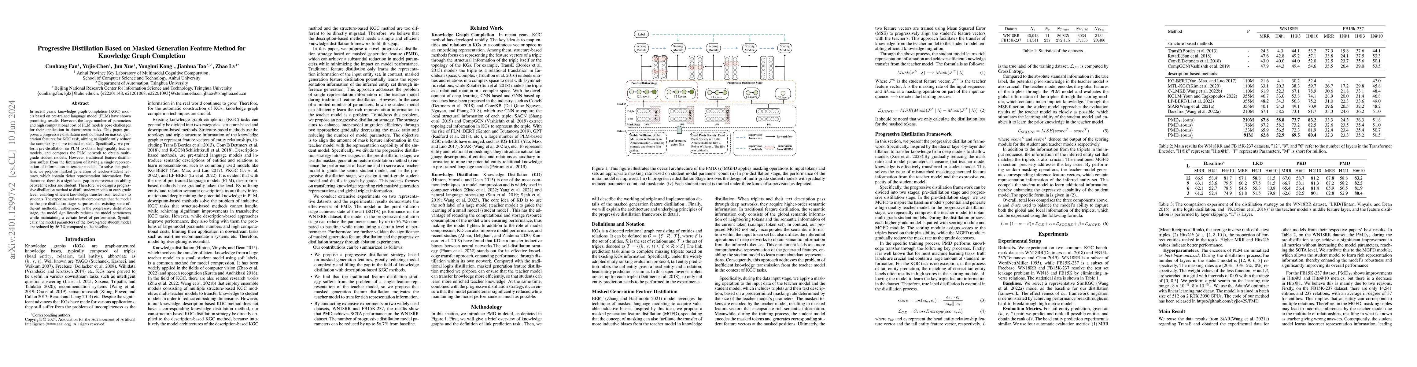 Thumbnail for Progressive Distillation Based on Masked Generation Feature Method for
  Knowledge Graph Completion