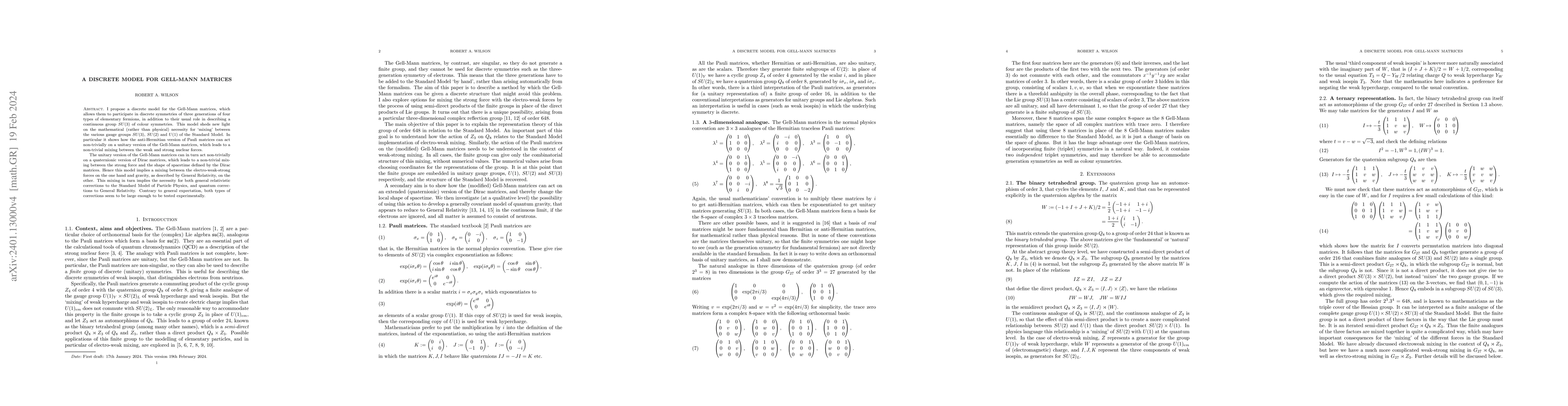 Thumbnail for A discrete model for Gell-Mann matrices
