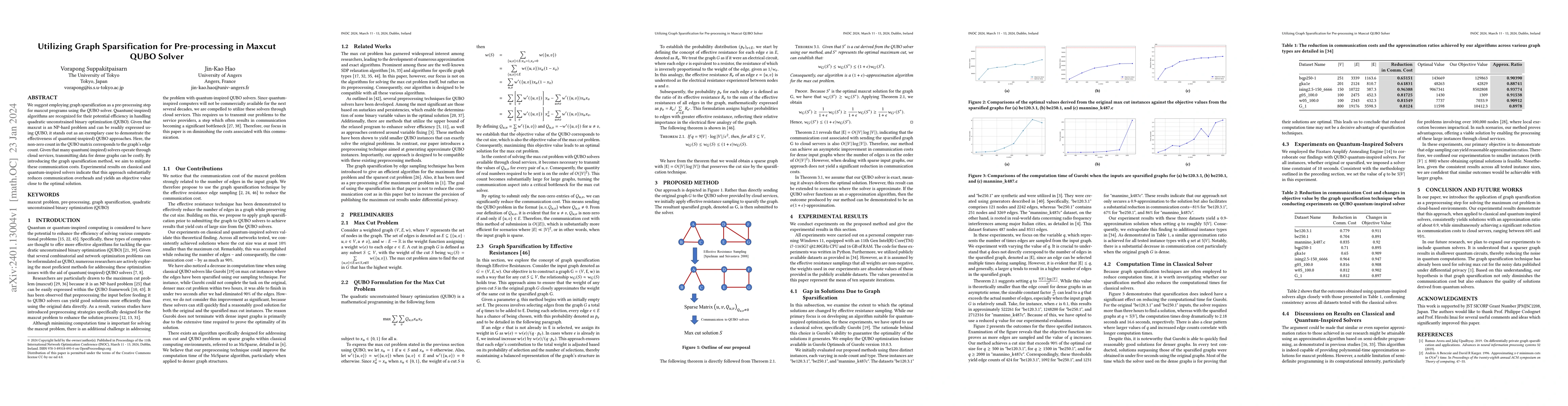 Thumbnail for Utilizing Graph Sparsification for Pre-processing in Maxcut QUBO Solver