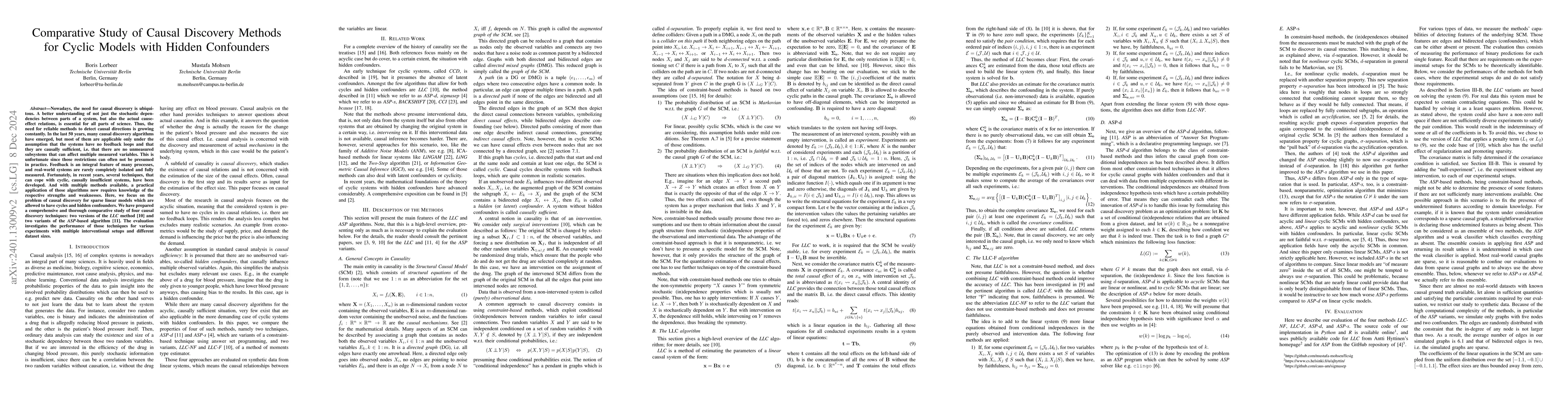 Thumbnail for Comparative Study of Causal Discovery Methods for Cyclic Models with
  Hidden Confounders