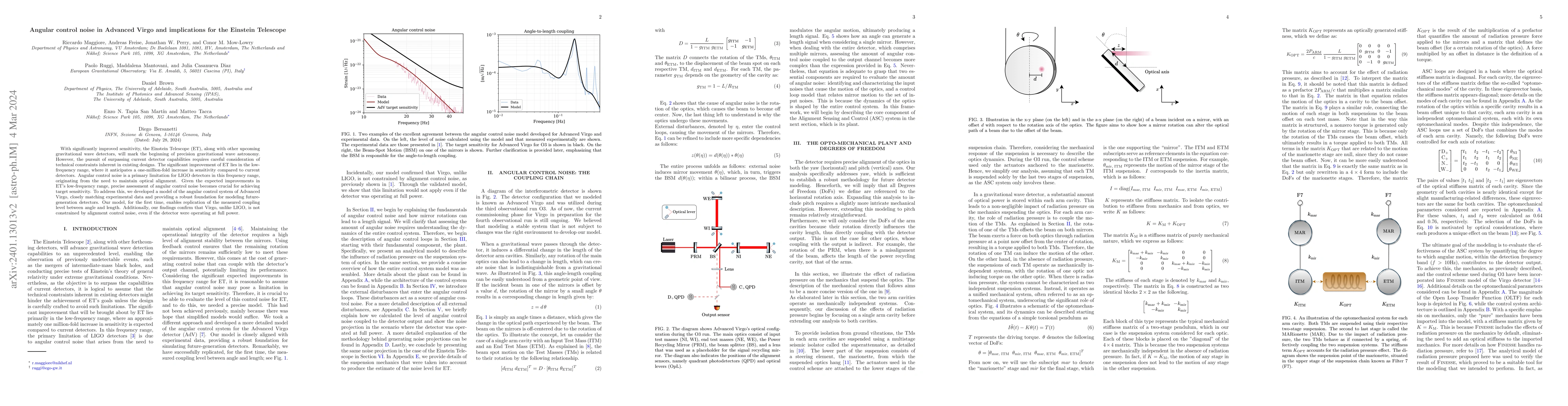 Thumbnail for Angular control noise in Advanced Virgo and implications for the
  Einstein Telescope