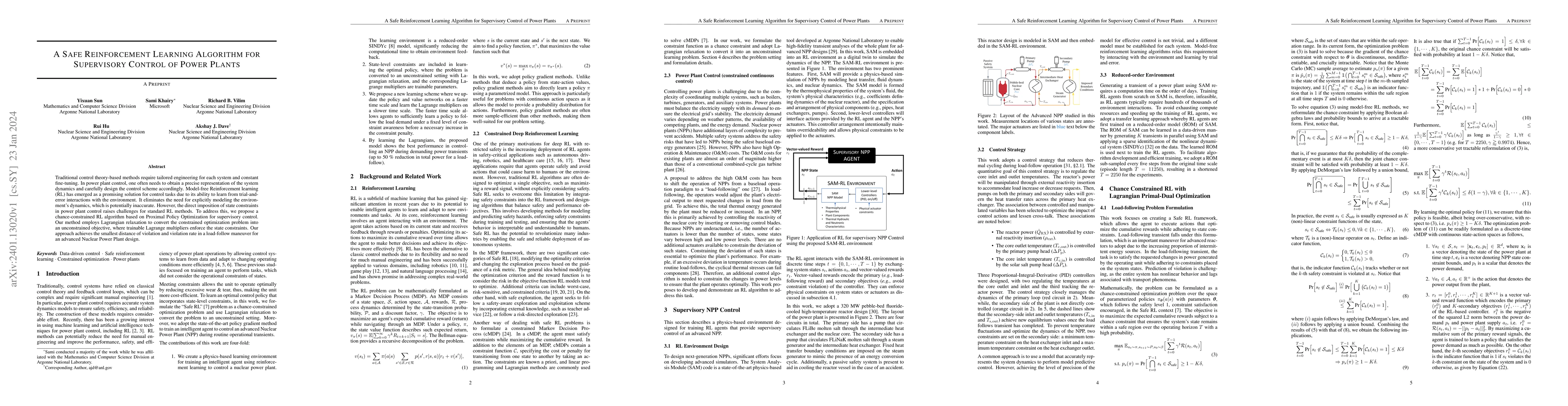 Thumbnail for A Safe Reinforcement Learning Algorithm for Supervisory Control of Power
  Plants