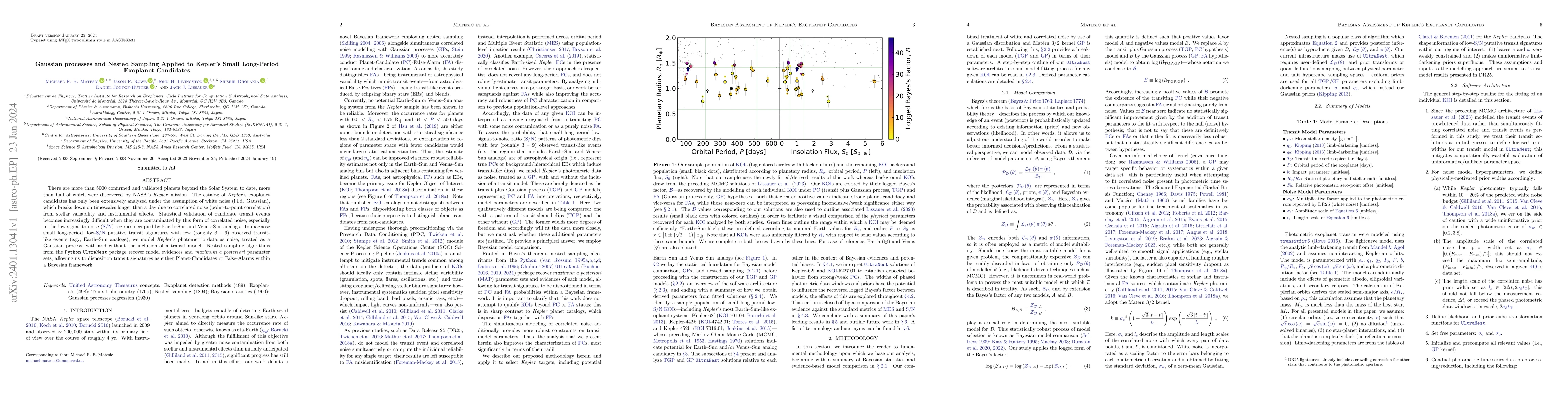 Thumbnail for Gaussian Processes and Nested Sampling Applied to Kepler's Small
  Long-period Exoplanet Candidates