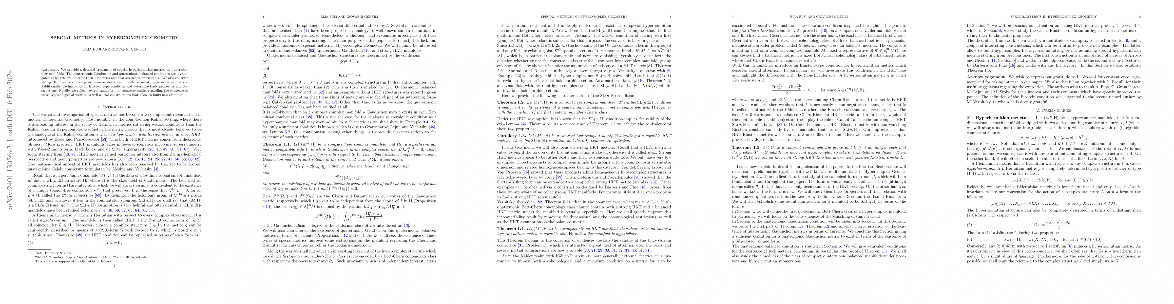 Thumbnail for Special metrics in hypercomplex geometry