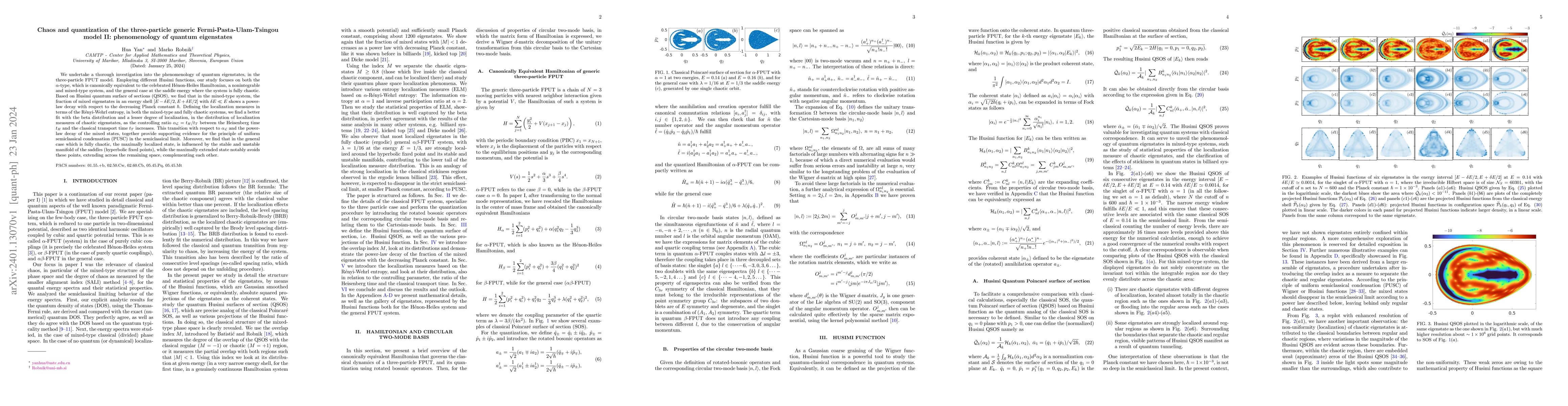 Thumbnail for Chaos and quantization of the three-particle generic
  Fermi-Pasta-Ulam-Tsingou model II: phenomenology of quantum eigenstates