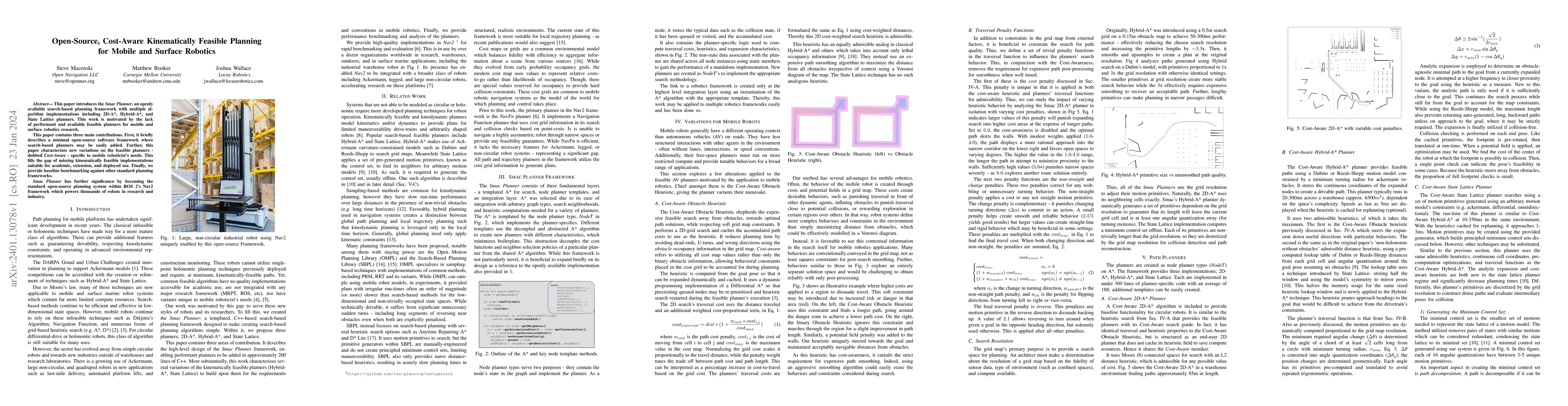 Thumbnail for Open-Source, Cost-Aware Kinematically Feasible Planning for Mobile and
  Surface Robotics