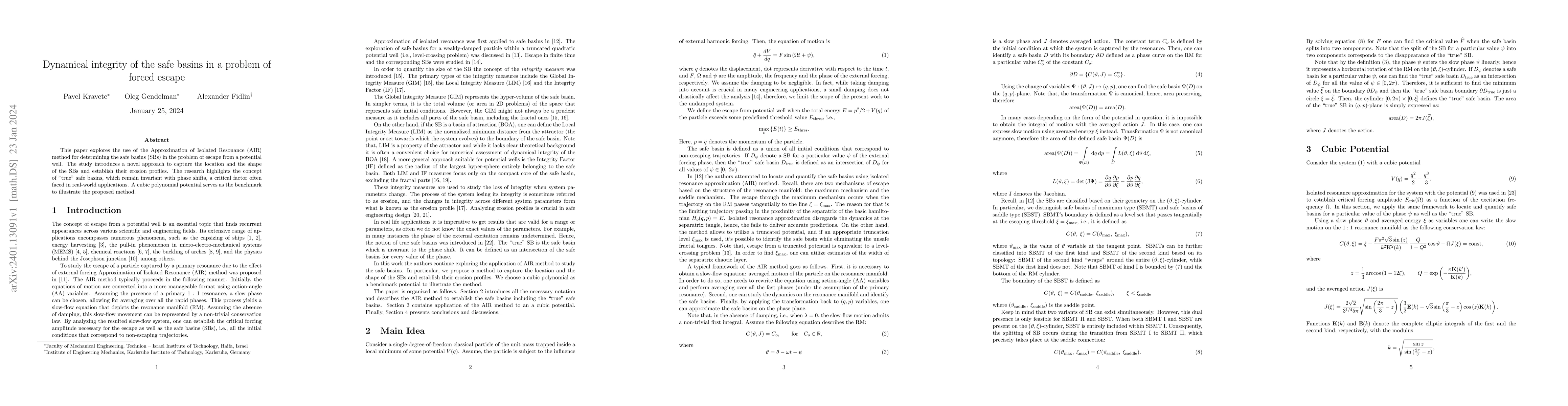 Thumbnail for Dynamical integrity of the safe basins in a problem of forced escape