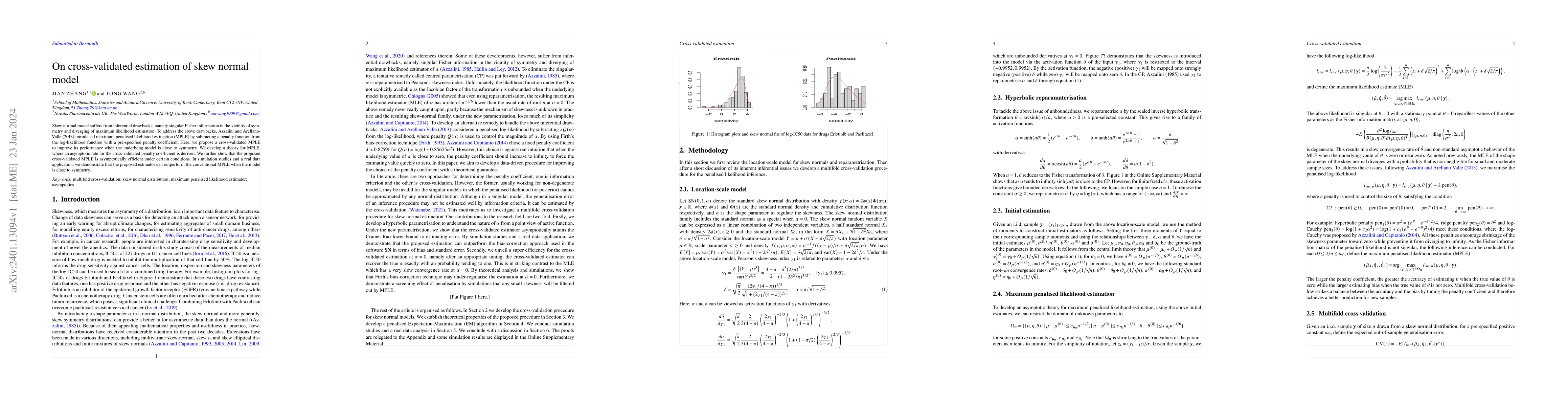Thumbnail for On cross-validated estimation of skew normal model