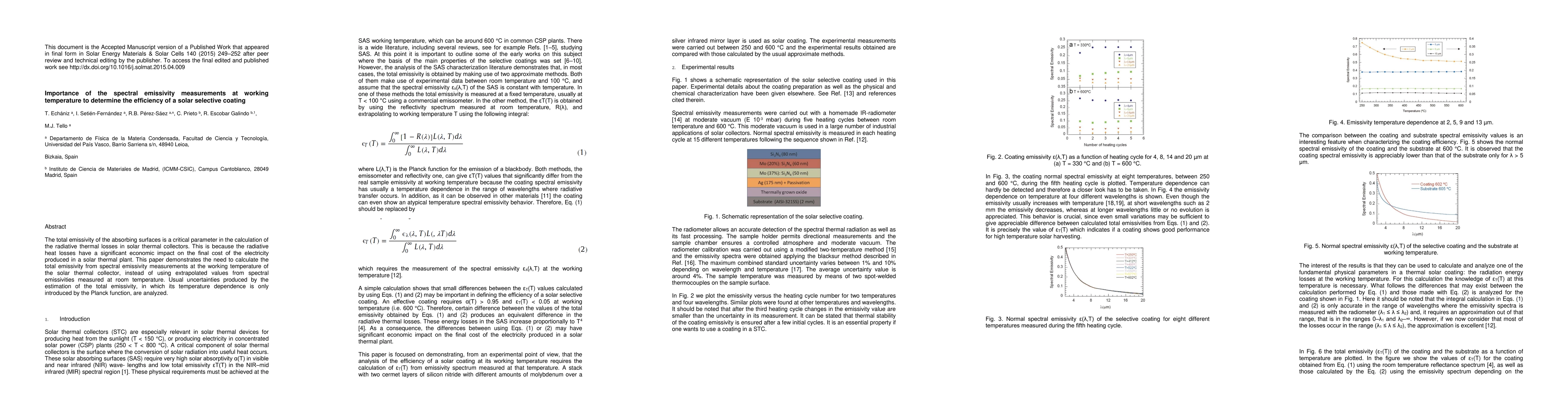 Thumbnail for Importance of the spectral emissivity measurements at working
  temperature to determine the efficiency of a solar selective coating