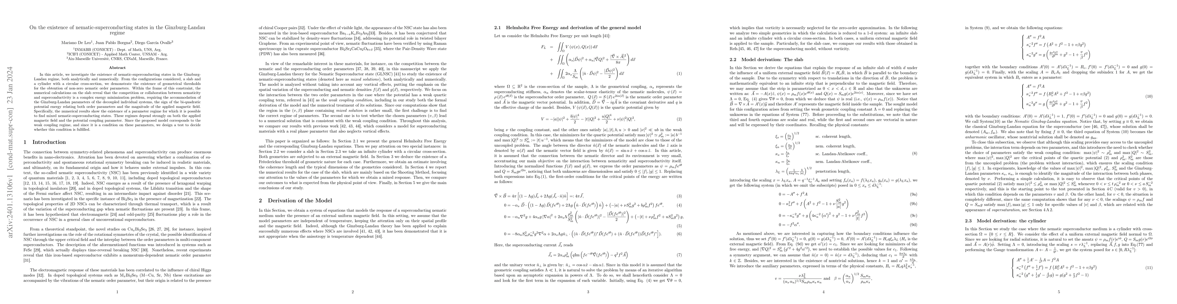 Thumbnail for On the existence of nematic-superconducting states in the
  Ginzburg-Landau regime