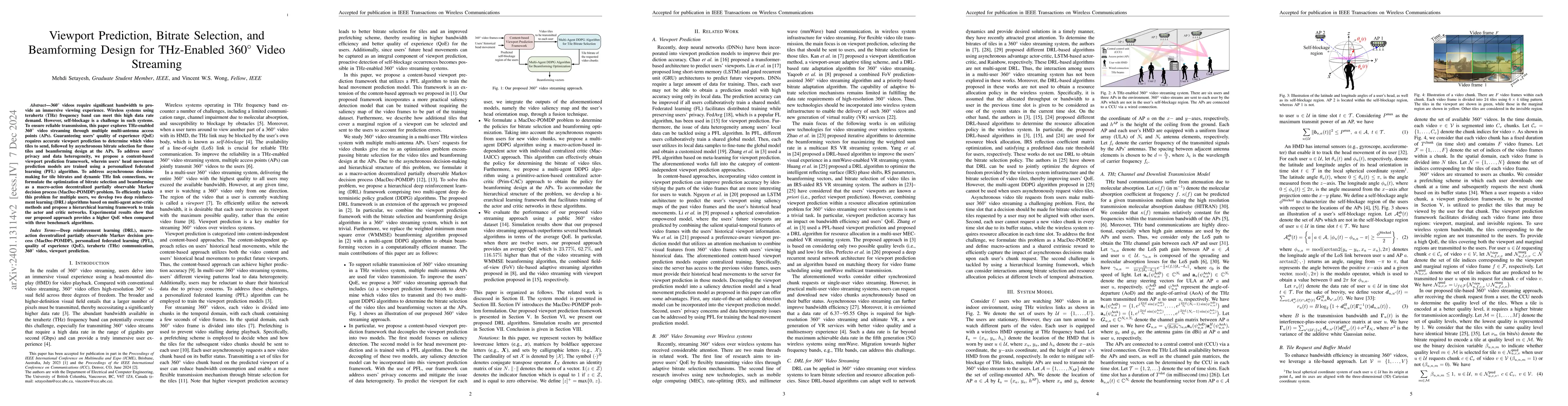 Thumbnail for Viewport Prediction, Bitrate Selection, and Beamforming Design for
  THz-Enabled 360-Degree Video Streaming