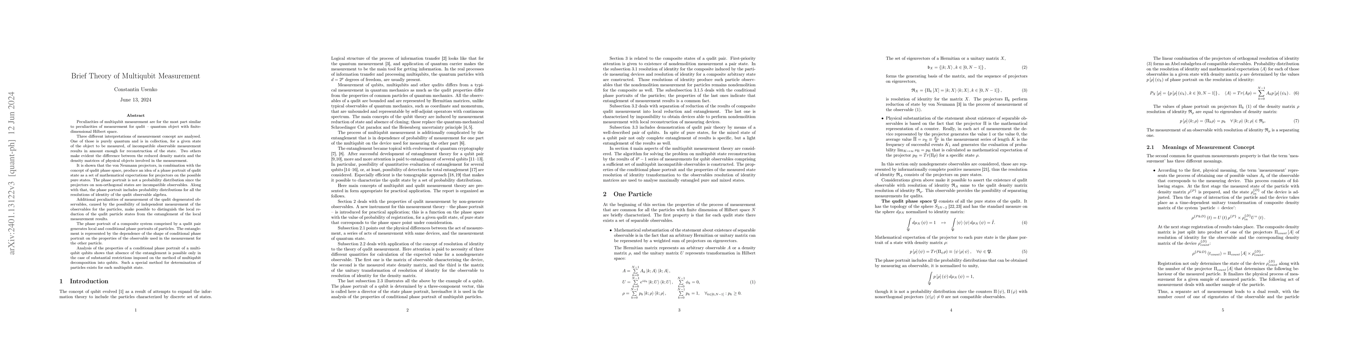 Thumbnail for Brief Theory of Multiqubit Measurement