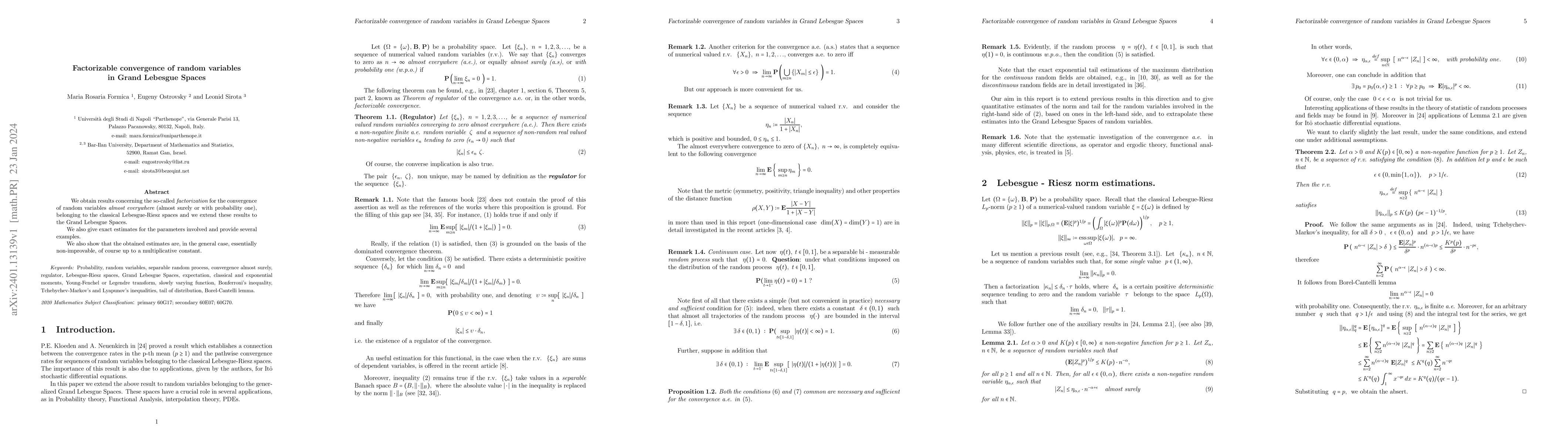 Thumbnail for Factorizable convergence of random variables in Grand Lebesgue Spaces