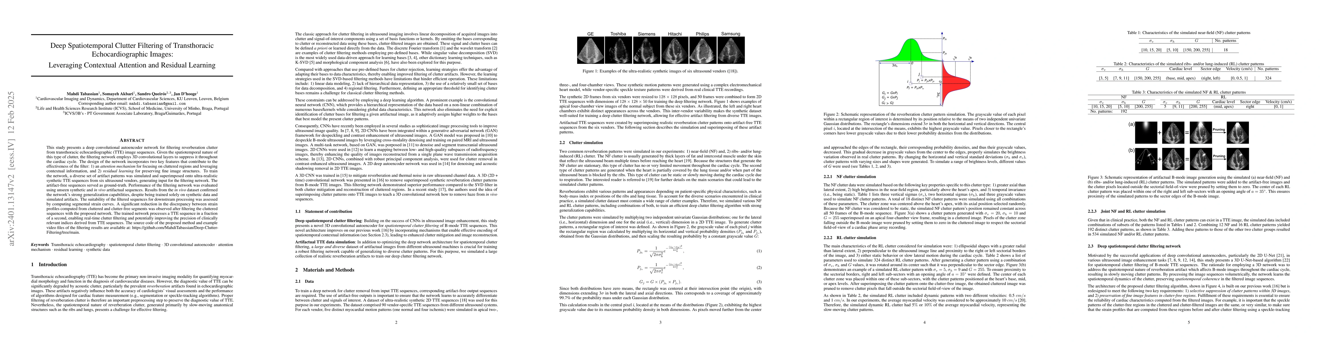 Thumbnail for Deep Spatiotemporal Clutter Filtering of Transthoracic Echocardiographic
  Images Using a 3D Convolutional Auto-Encoder