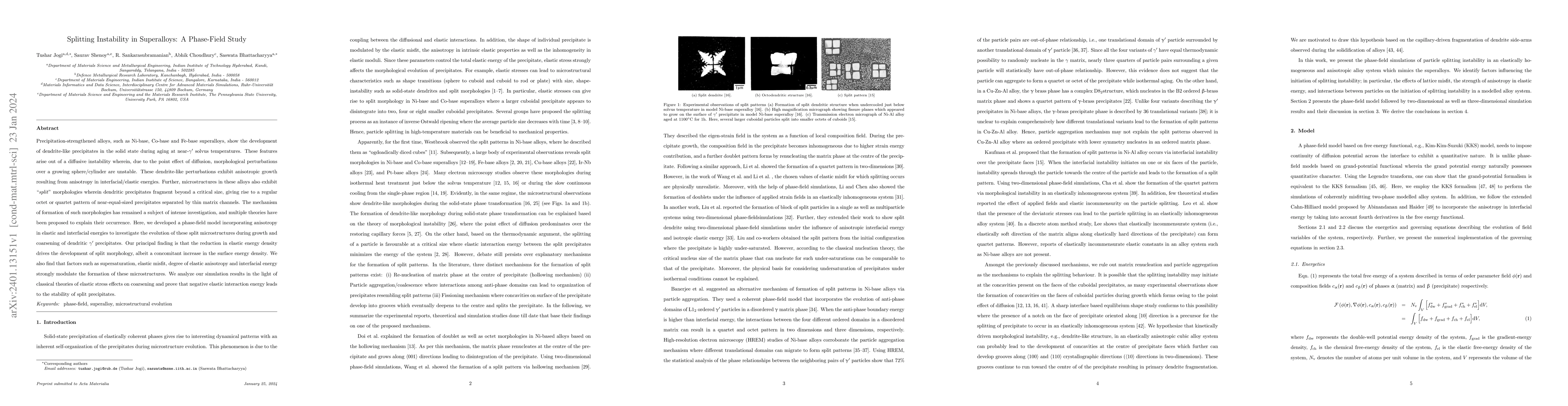 Thumbnail for Splitting Instability in Superalloys: A Phase-Field Study