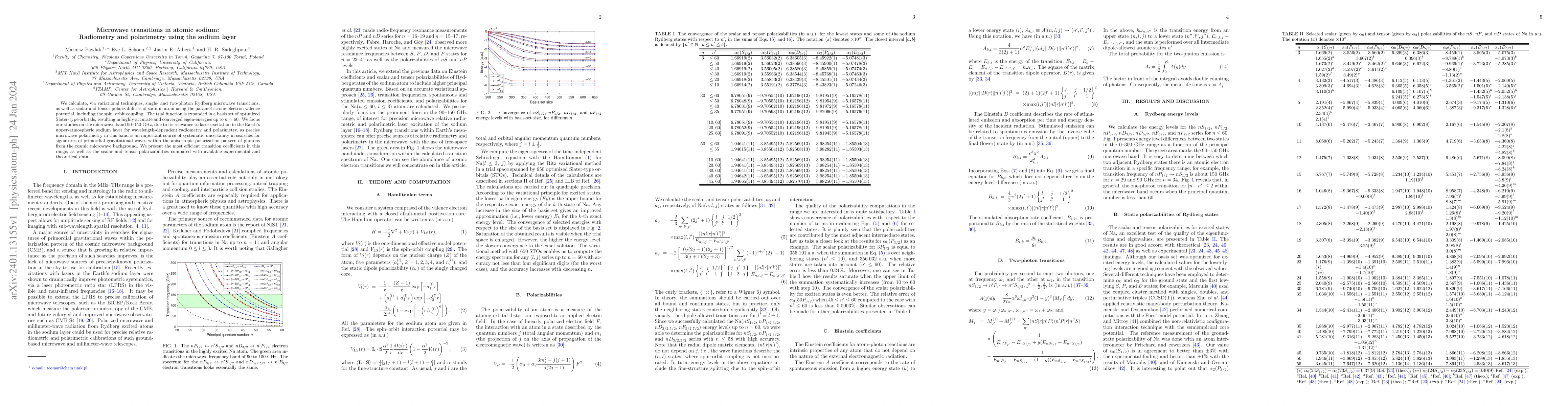 Thumbnail for Microwave transitions in atomic sodium: Radiometry and polarimetry using
  the sodium layer