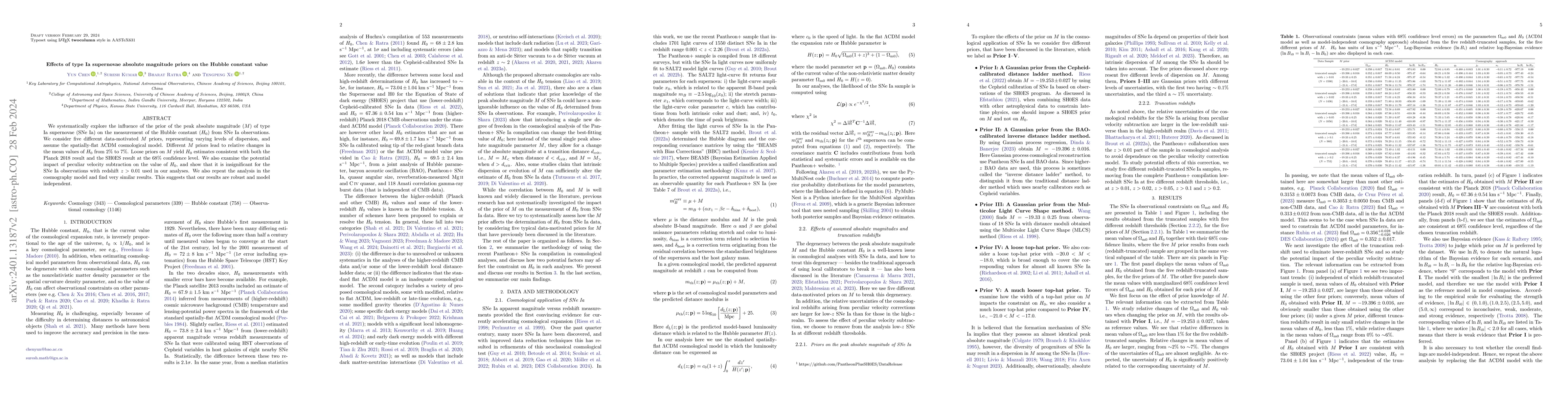 Thumbnail for Effects of type Ia supernovae absolute magnitude priors on the Hubble
  constant value