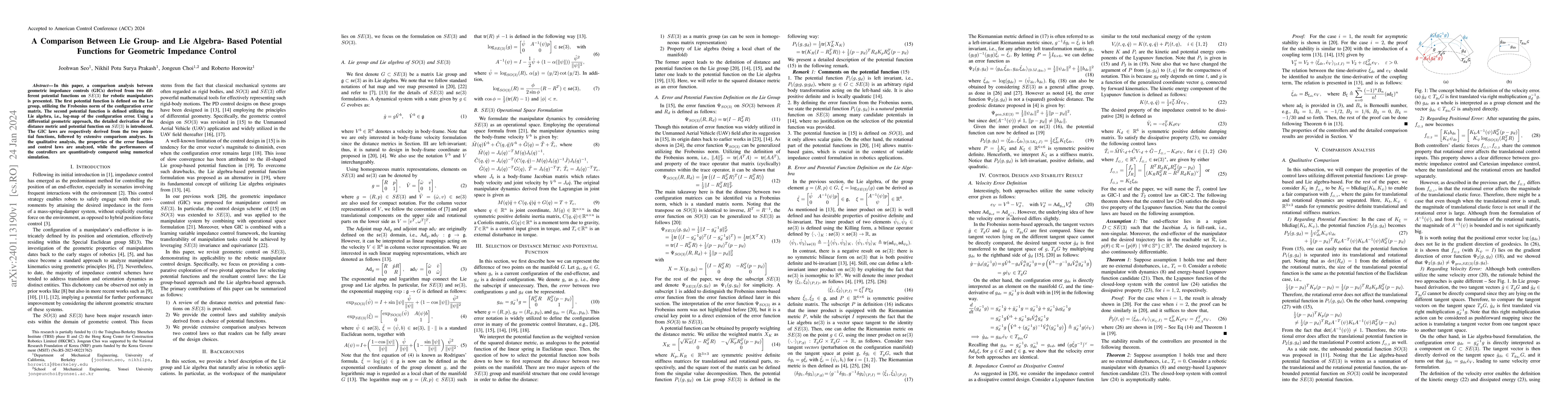 Thumbnail for A Comparison Between Lie Group- and Lie Algebra- Based Potential
  Functions for Geometric Impedance Control