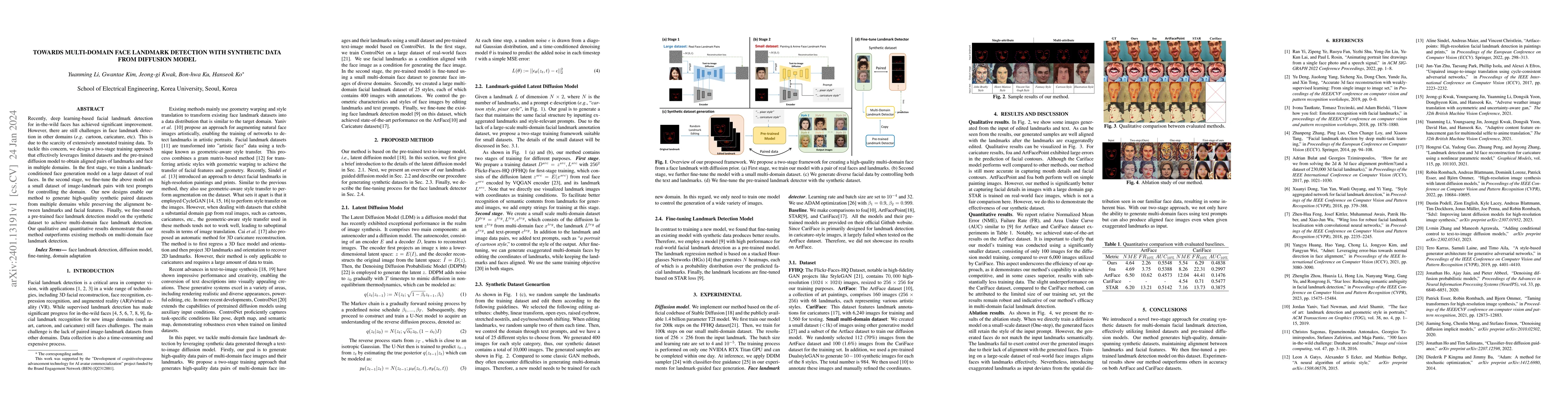 Thumbnail for Towards Multi-domain Face Landmark Detection with Synthetic Data from
  Diffusion model