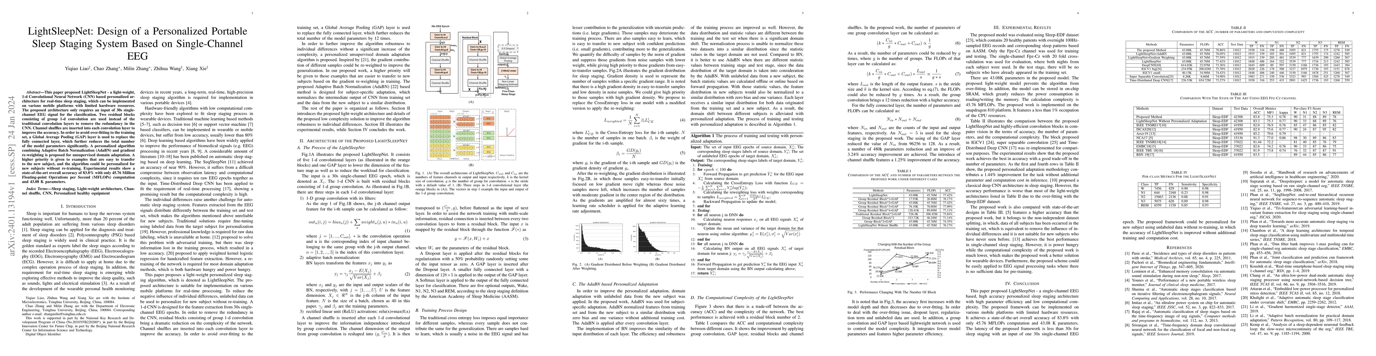 Thumbnail for LightSleepNet: Design of a Personalized Portable Sleep Staging System
  Based on Single-Channel EEG