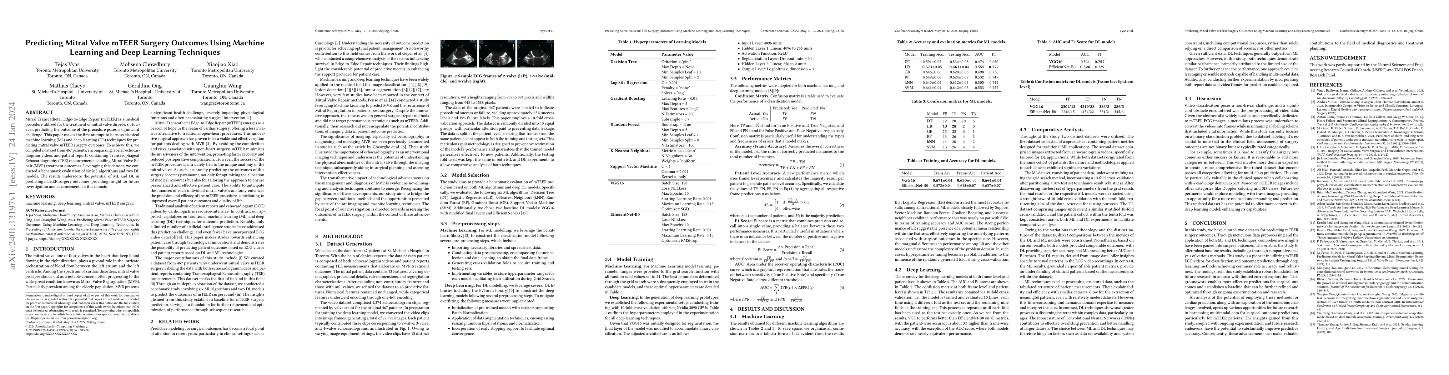 Thumbnail for Predicting Mitral Valve mTEER Surgery Outcomes Using Machine Learning
  and Deep Learning Techniques