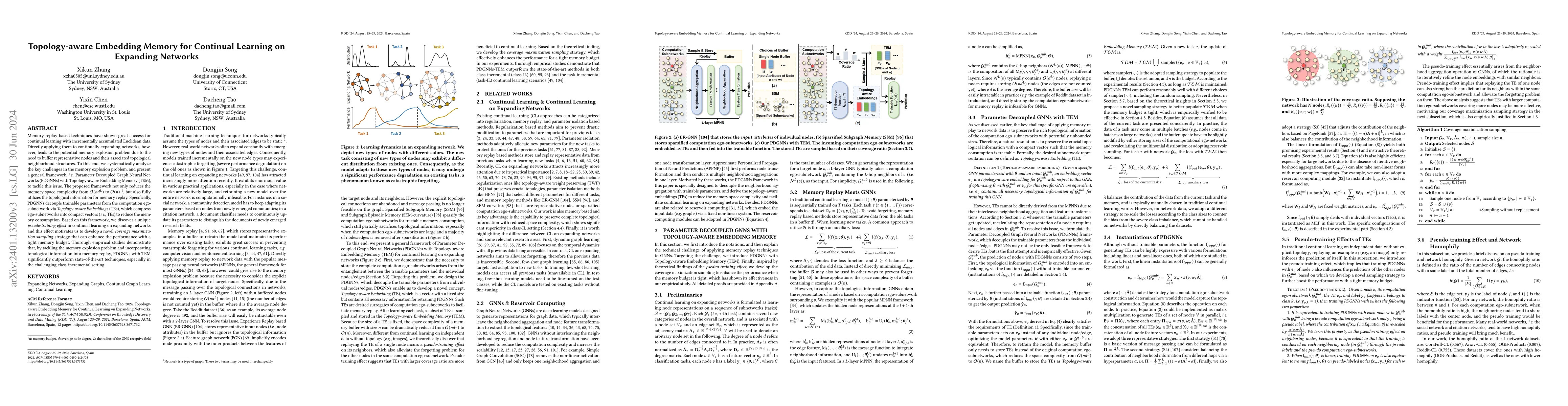 Thumbnail for Topology-aware Embedding Memory for Continual Learning on Expanding
  Networks