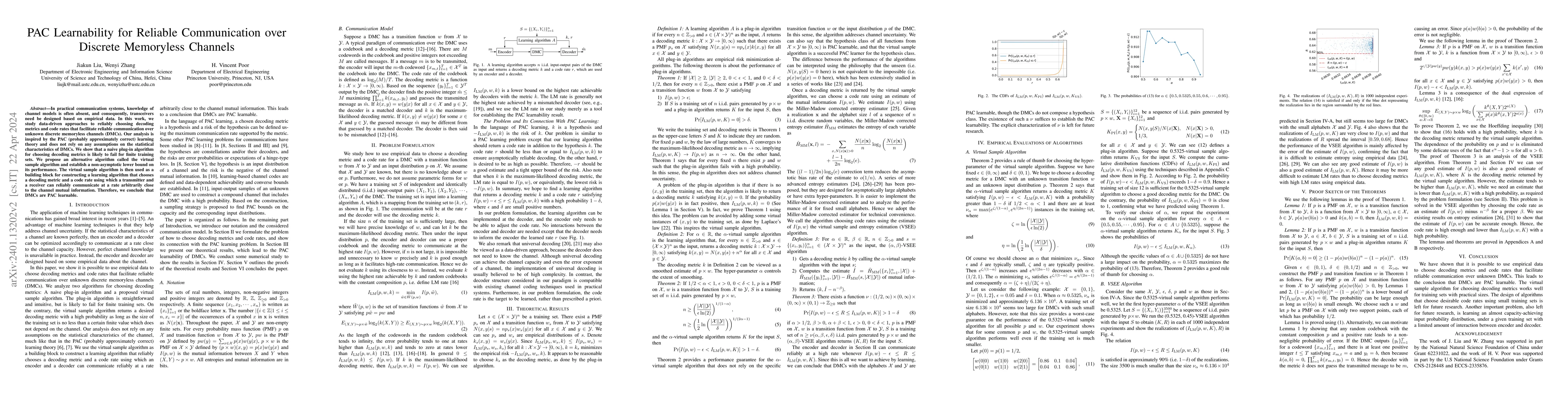 Thumbnail for PAC Learnability for Reliable Communication over Discrete Memoryless
  Channels