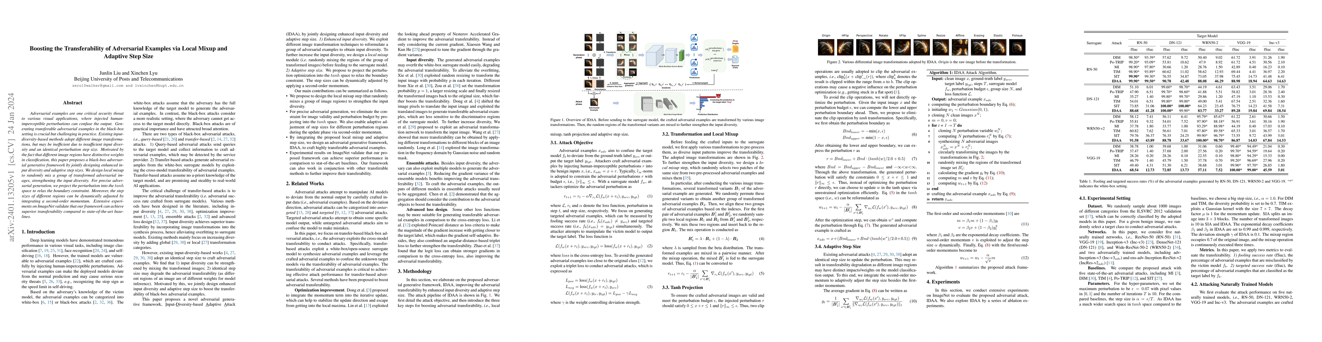 Thumbnail for Boosting the Transferability of Adversarial Examples via Local Mixup and
  Adaptive Step Size